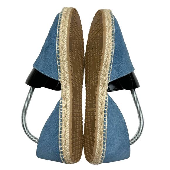 JIMMY CHOO Dreya Denim Leather D'Orsay Espadrille Flats EU 40 US 10 Blue Shoes - Picture 7 of 11